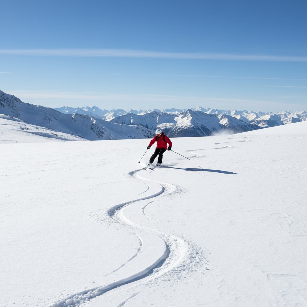 First-time skier learning basic stance
