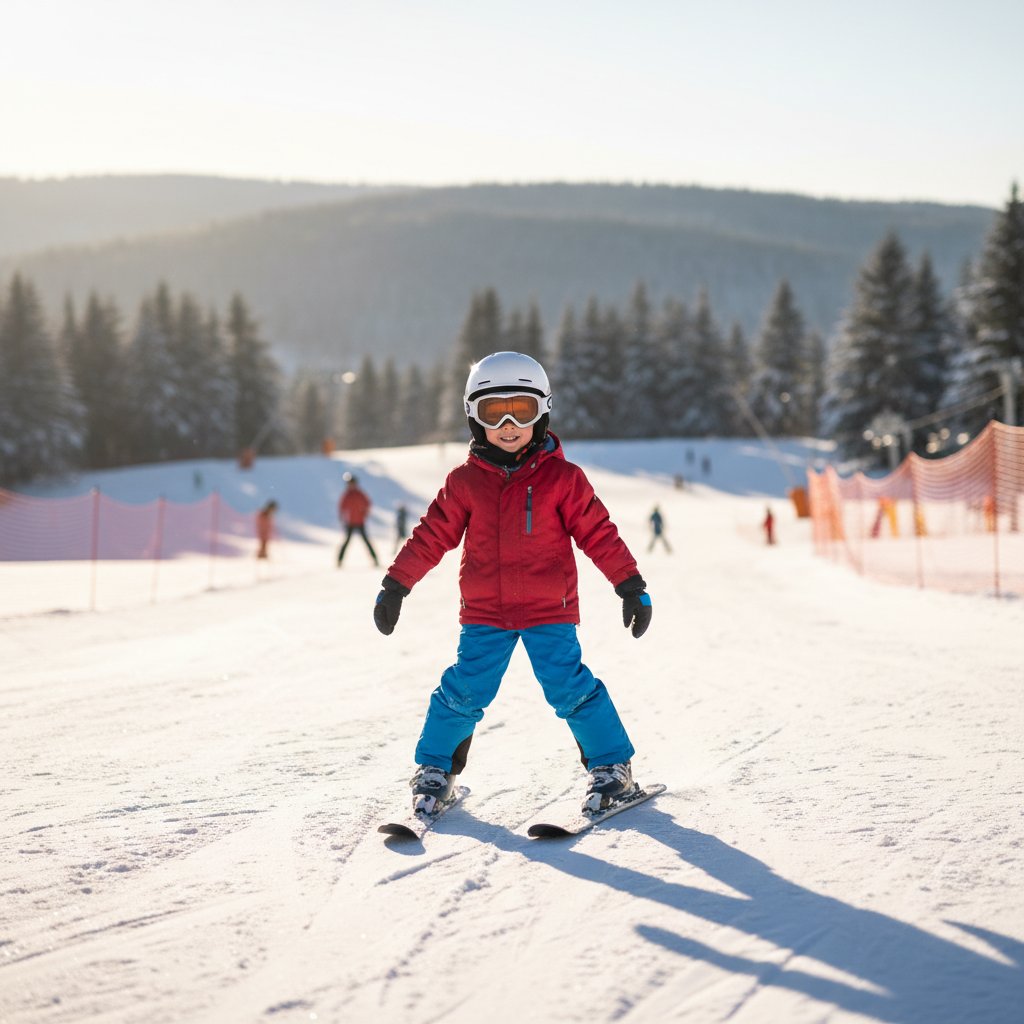 Advanced skier practicing carving technique